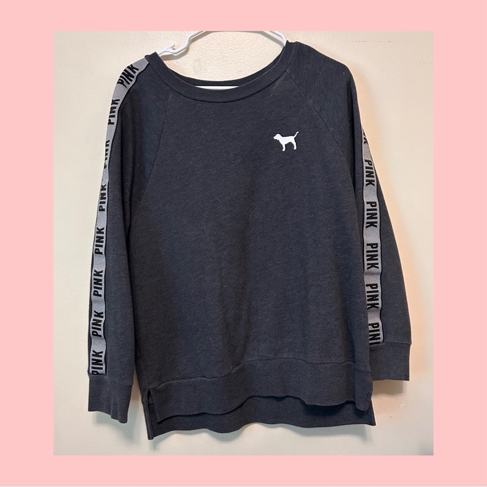 PINK Victoria's Secret Gray Sweatshirt with Black Accents